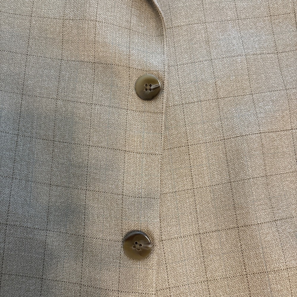 Petrocelli Men's Beige Tan Brown Plaid Windowpane Silk Wool Blazer Jacket  48L - Picture 4 of 10